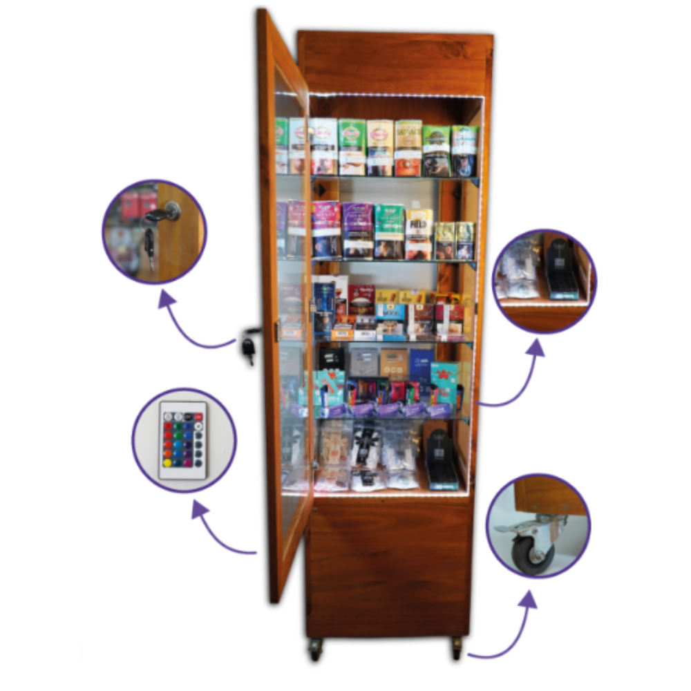 VITRINA 0.8m x 0.48m x 0.39 LED 3 ESTANTES    