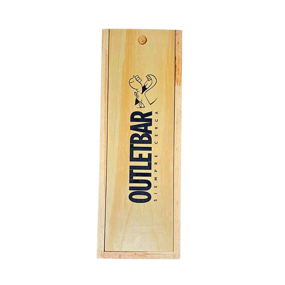 Caja de Madera 1 botella de Espumante con Logo OutletBar
